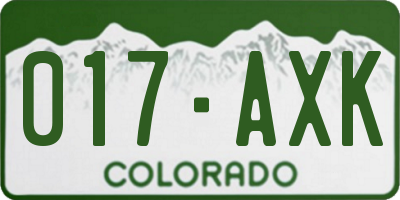 CO license plate 017AXK