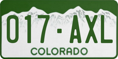 CO license plate 017AXL