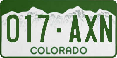 CO license plate 017AXN