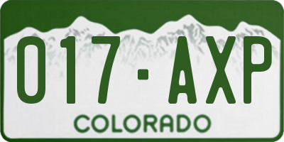 CO license plate 017AXP
