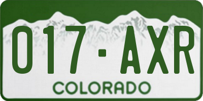 CO license plate 017AXR
