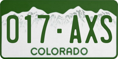 CO license plate 017AXS