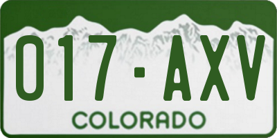 CO license plate 017AXV
