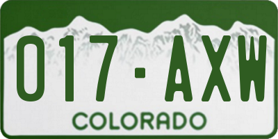 CO license plate 017AXW