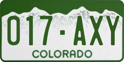 CO license plate 017AXY