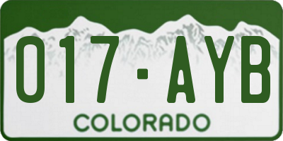 CO license plate 017AYB
