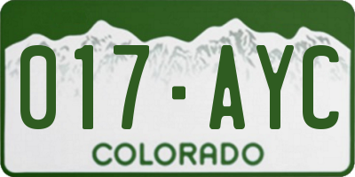 CO license plate 017AYC