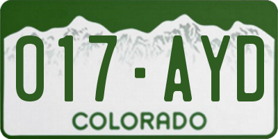 CO license plate 017AYD
