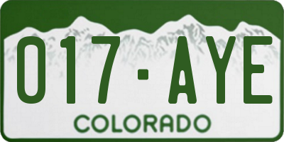 CO license plate 017AYE