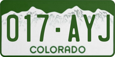 CO license plate 017AYJ