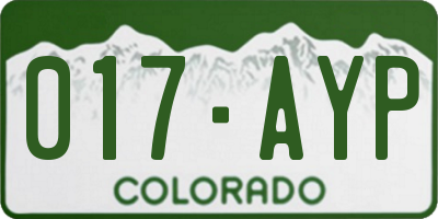 CO license plate 017AYP