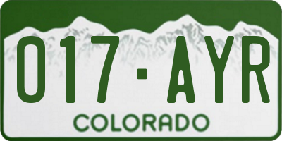 CO license plate 017AYR