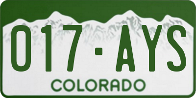 CO license plate 017AYS