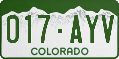 CO license plate 017AYV