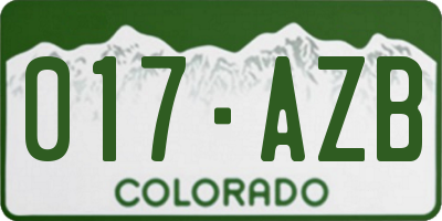 CO license plate 017AZB