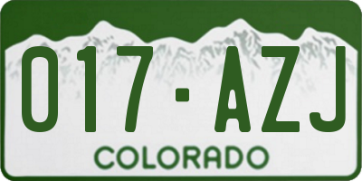 CO license plate 017AZJ