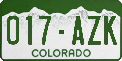 CO license plate 017AZK