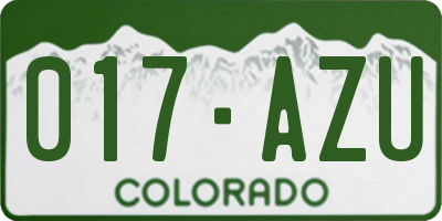 CO license plate 017AZU