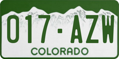 CO license plate 017AZW