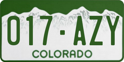 CO license plate 017AZY