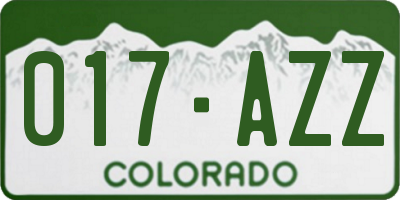 CO license plate 017AZZ