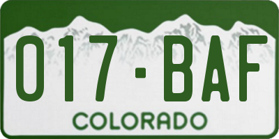 CO license plate 017BAF