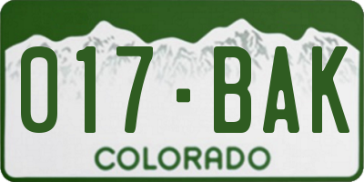 CO license plate 017BAK