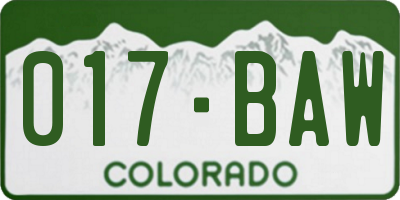 CO license plate 017BAW