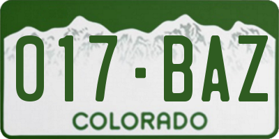CO license plate 017BAZ