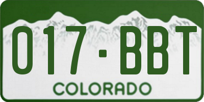 CO license plate 017BBT