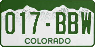 CO license plate 017BBW