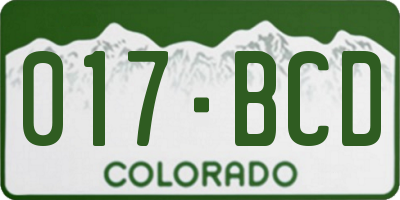 CO license plate 017BCD