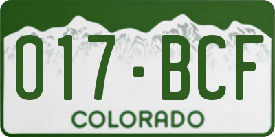 CO license plate 017BCF