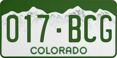 CO license plate 017BCG