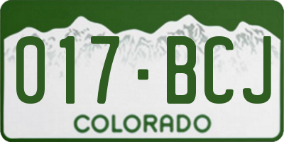 CO license plate 017BCJ