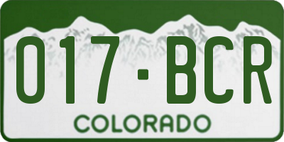 CO license plate 017BCR
