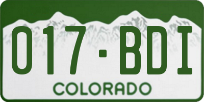 CO license plate 017BDI
