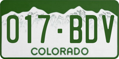 CO license plate 017BDV