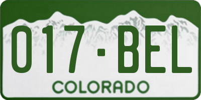 CO license plate 017BEL