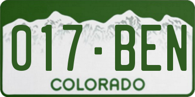 CO license plate 017BEN