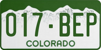CO license plate 017BEP