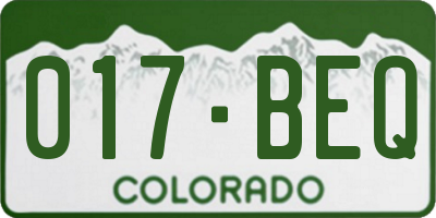 CO license plate 017BEQ