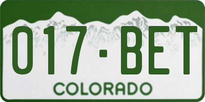 CO license plate 017BET