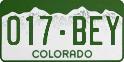 CO license plate 017BEY