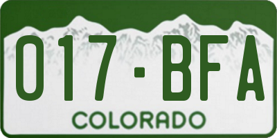 CO license plate 017BFA