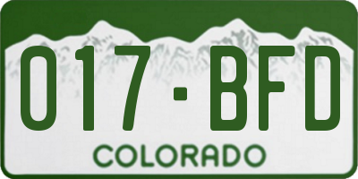 CO license plate 017BFD