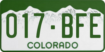 CO license plate 017BFE
