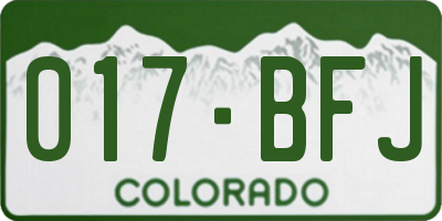 CO license plate 017BFJ
