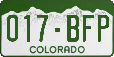 CO license plate 017BFP