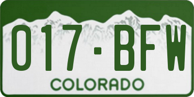 CO license plate 017BFW